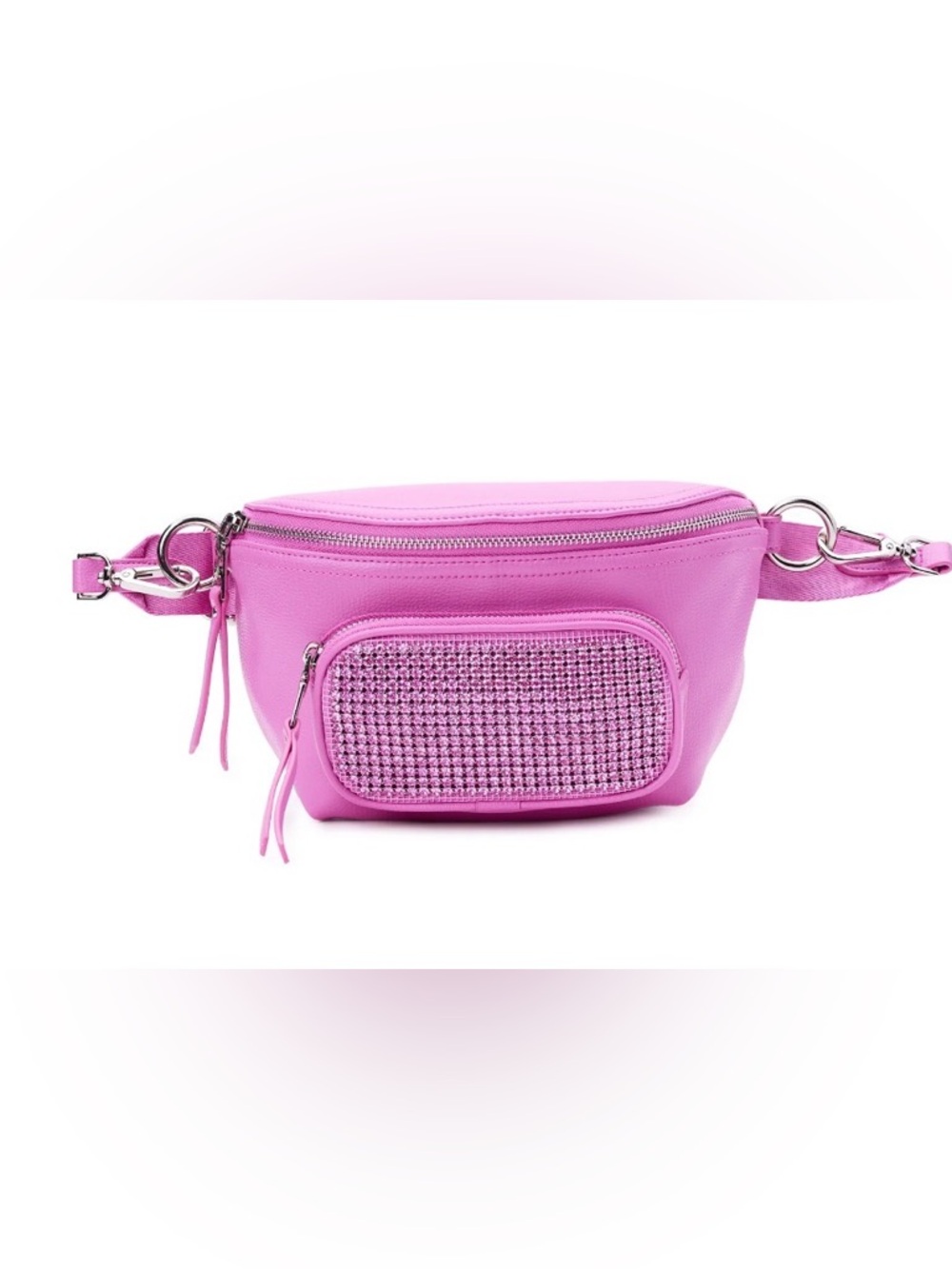 Rhinestone Accent Pink Crossbody Belt Bag
